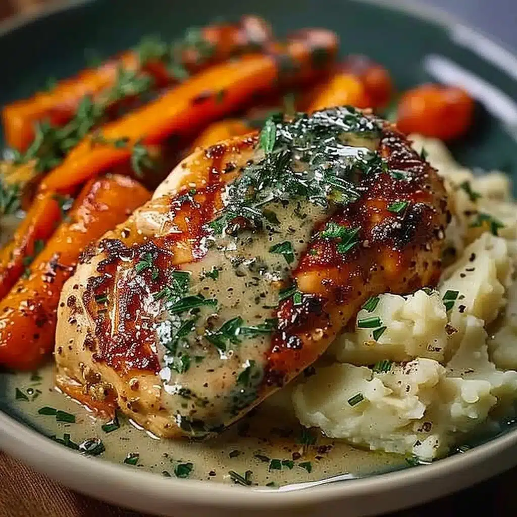 Creamy Herb Chicken with Mashed Potatoes and Honey Glazed Carrots 3 Creamy Herb Chicken with Mashed Potatoes and Honey Glazed Carrots