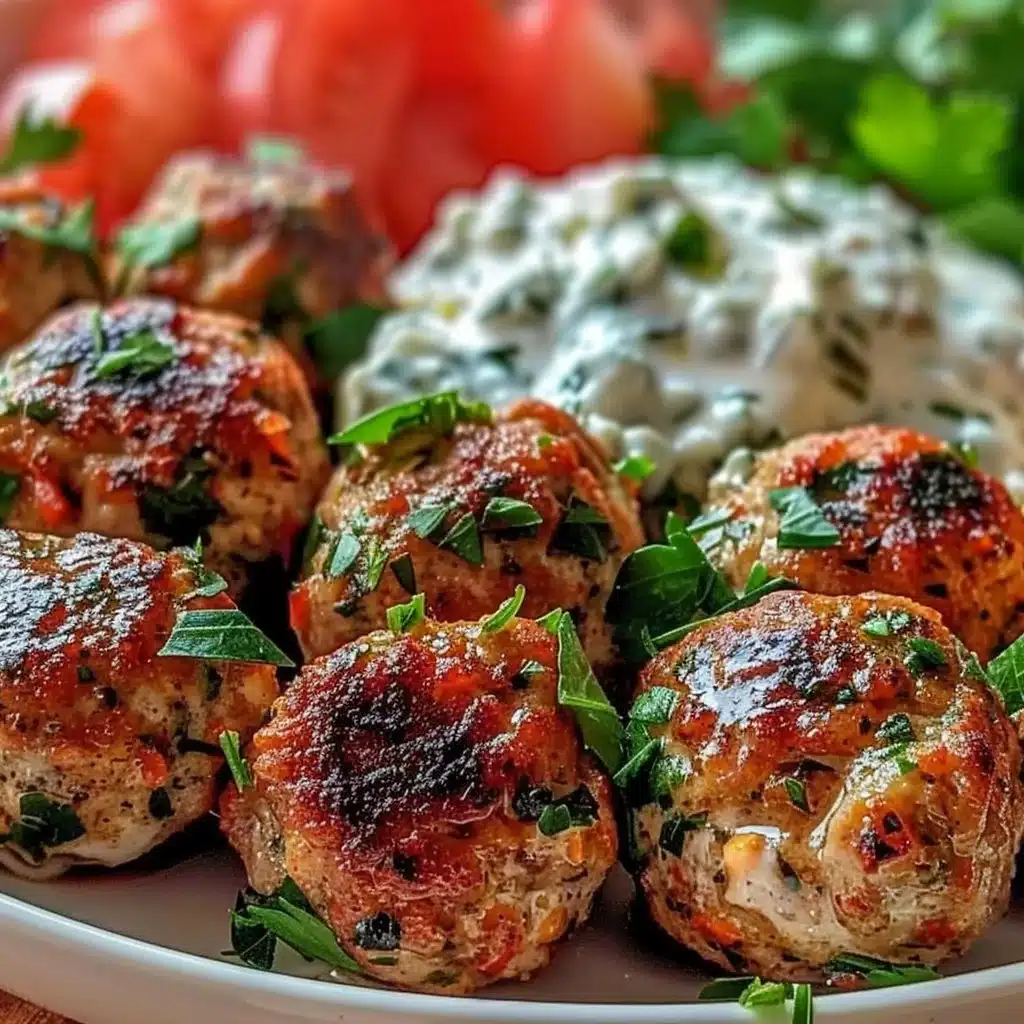 Greek Turkey Meatballs with Tzatziki 3 Greek Turkey Meatballs with Tzatziki