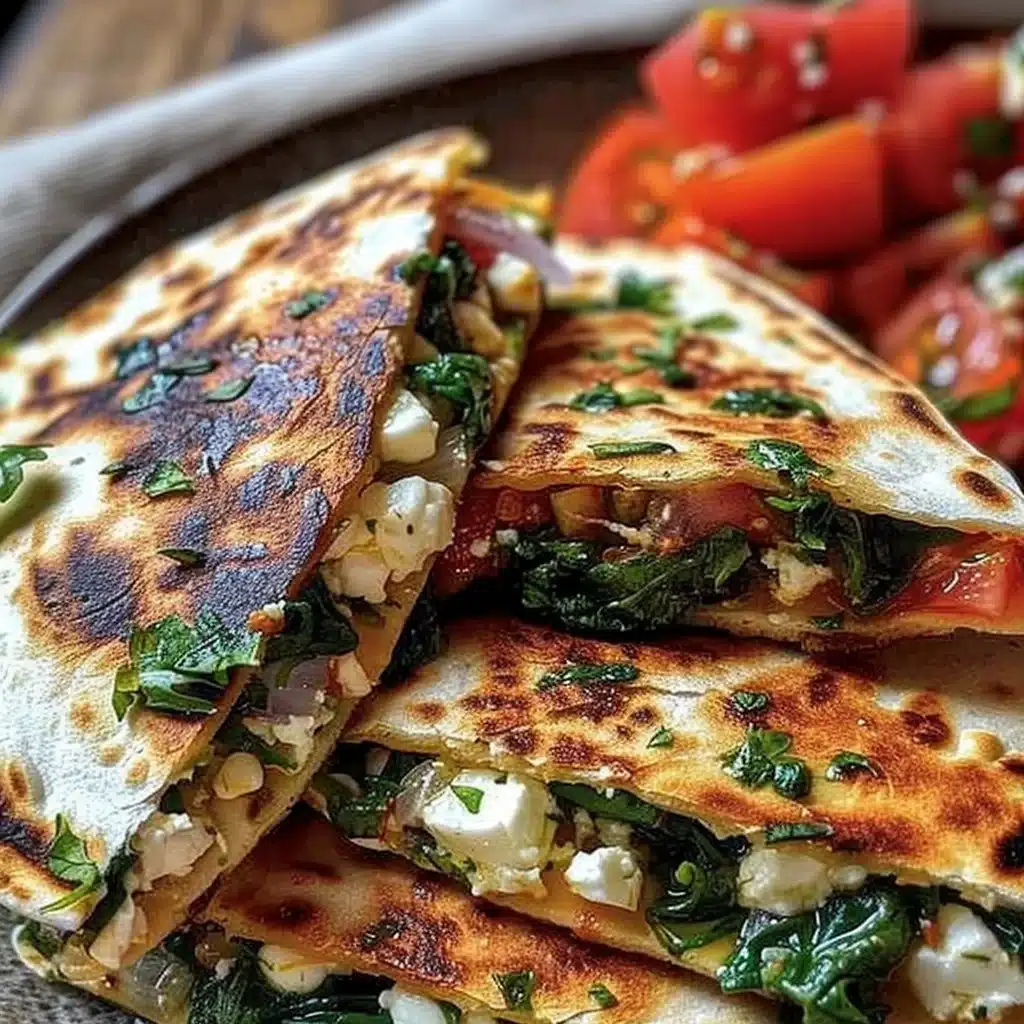 Mediterranean Quesadillas with Spinach, Feta, Mozzarella, and Red Onion 3 Mediterranean Quesadillas with Spinach, Feta, Mozzarella, and Red Onion