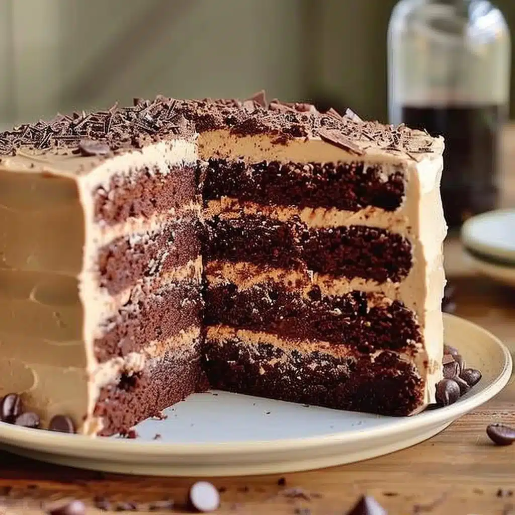 Moist Chocolate Layer Cake with Coffee Buttercream Icing 3 Moist Chocolate Layer Cake with Coffee Buttercream Icing