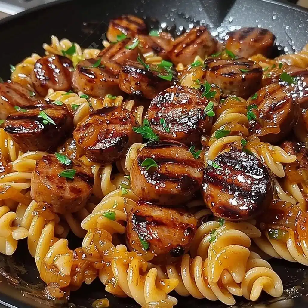 Sticky Honey Garlic Sausage Pasta Skillet 3 Sticky Honey Garlic Sausage Pasta Skillet