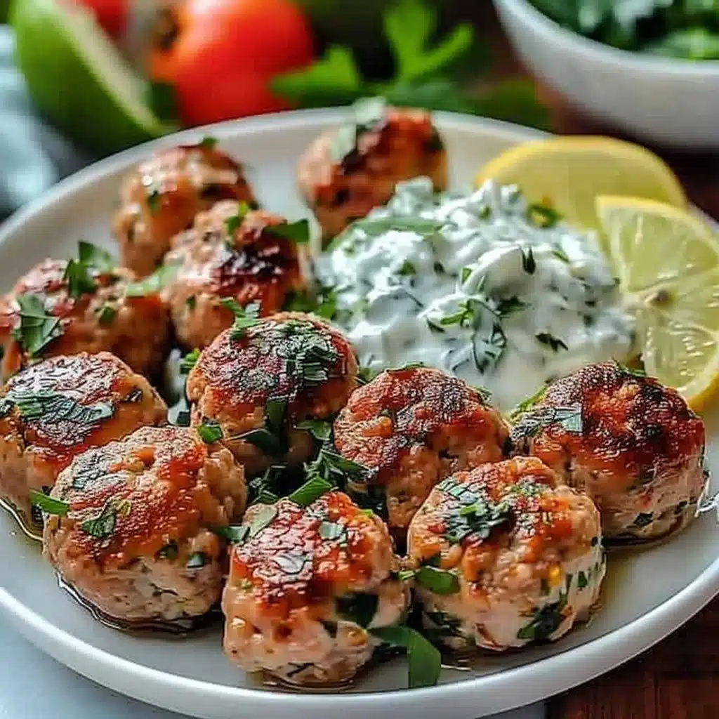Greek Turkey Meatballs with Tzatziki 3 Greek Turkey Meatballs with Tzatziki
